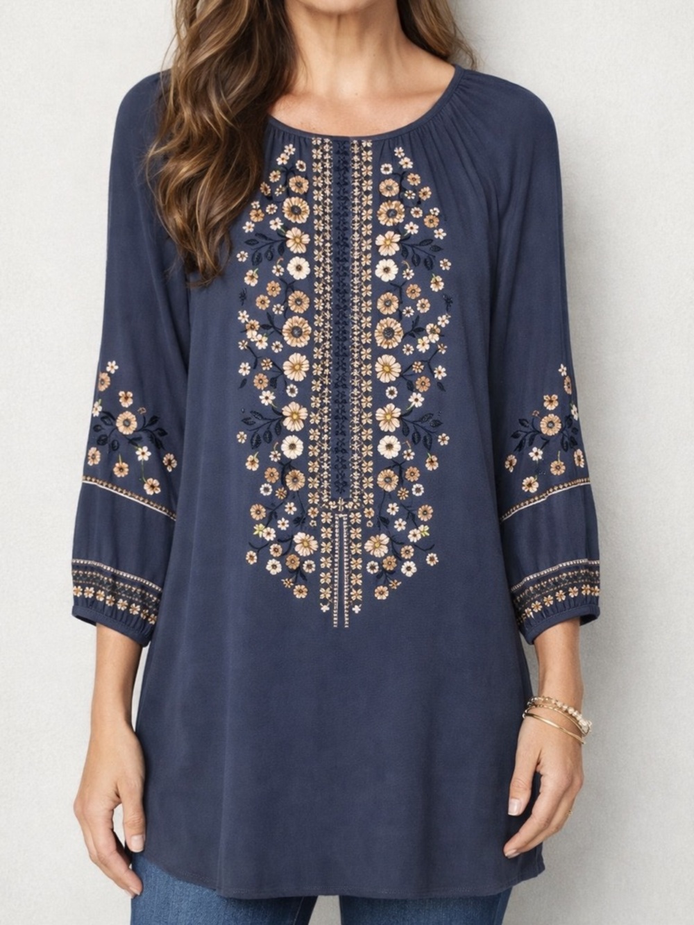 J. Jill Slate Blue Floral Tunic (147)